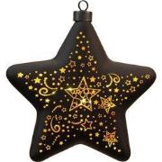 Led ster glas sterren 19 cm zwart/goud