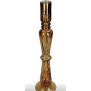 Candle Stick Leopard Glass Brown 8.9x8.9x37cm
