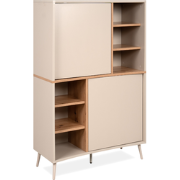 Dressoir met 2 deuren, 6 decoratieve niches in zandkleur en eiken, han...