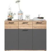 1-lades en 3-deurs dressoir in antracietgrijs en nox eik L120 cm - MAS...