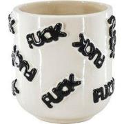 Pot - 'FUCK' - Ceramics - White/Black -11x11x11,5cm