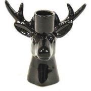 Candle holder - Reindeer - Ceramic - Black - 11x6x11cm