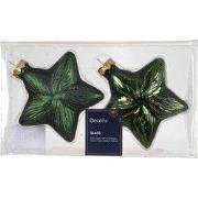 Ster glas L9,8b4h10 cm dennengroen 2 st