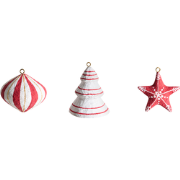 GIDEALVEN - Set van 12 kerstornamenten - Wit/Rood - Papier