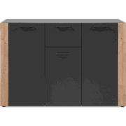 Commode met 3 deuren, 1 lade in antracietgrijs decor en ambachtelijk e...