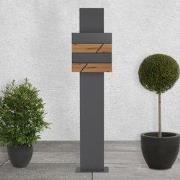 Staande brievenbus met krantenvak 37x36,5x11 cm antraciet/houtlook van...