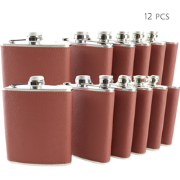 HIXA Heupfles Bruin - Set van 12 - Flacon - Veldfles - RVS - Drinkfles...