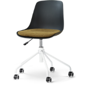 Nout-Liv eetkamerstoel zwart met mosgroen zitkussen - wit onderstel