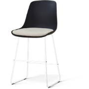 Nino-Liv barkruk zwart met naturelbeige zitkussen - wit onderstel - 65...