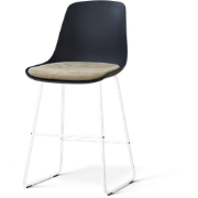 Nino-Liv barkruk zwart met nougatbruin zitkussen - wit onderstel - 65 ...