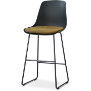 Nino-Liv barkruk zwart met mosgroen zitkussen - zwart onderstel - 75 c...