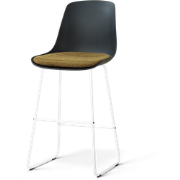 Nino-Liv barkruk zwart met mosgroen zitkussen - wit onderstel - 75 cm