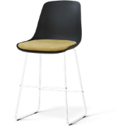 Nino-Liv barkruk zwart met warm oker zitkussen - wit onderstel - 65 cm