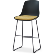 Nino-Liv barkruk zwart met warm oker zitkussen - zwart onderstel - 75 ...