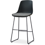 Nino-Liv barkruk zwart met zeegrijs zitkussen - zwart onderstel - 75 c...