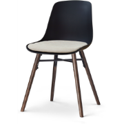 Nena-Liv eetkamerstoel zwart met naturelbeige zitkussen - walnoot hout...