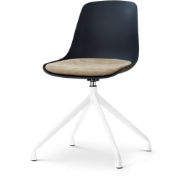 Nola-Liv draaibare eetkamerstoel zwart met nougatbruin zitkussen - wit...