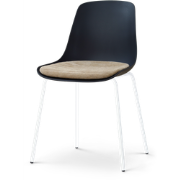 Nora-Liv eetkamerstoel zwart met nougatbruin zitkussen - wit onderstel