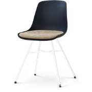 Noa-Liv eetkamerstoel zwart met nougatbruin zitkussen - wit onderstel