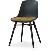 Nena-Liv eetkamerstoel zwart met mosgroen zitkussen - zwart houten ond...