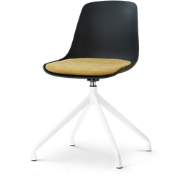 Nola-Liv draaibare eetkamerstoel zwart met warm oker zitkussen - wit o...