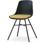 Noa-Liv eetkamerstoel zwart met warm oker zitkussen - zwart onderstel
