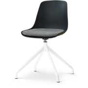 Nola-Liv draaibare eetkamerstoel zwart met zeegrijs zitkussen - wit on...