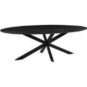LABEL51 Eetkamertafel James - Zwart - Mangohout - 240 cm - Ovaal