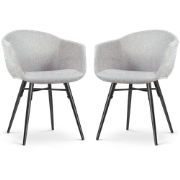 Nova-Otis eetkamerstoel lichtgrijs - zwart onderstel - set van 2