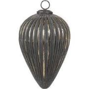 Clayre & Eef Kerstbal Ø 10x13 cm Zwart Glas