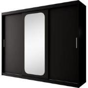 Meubella - Kledingkast Pete - Zwart - 250 cm - Met spiegel