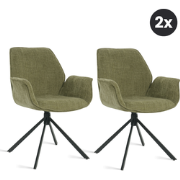 2x Eetkamerstoel Lenny - Stof Mosgroen