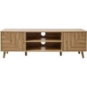 Tv-meubel 2 deuren met lamellenfronten in L-vorm, L140 cm - EDEN