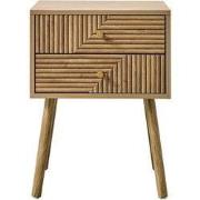 Nachtkastje 2 lades met lamellenfronten in L-vorm, L45 cm - EDEN