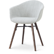 Nena-Otis eetkamerstoel grijs melange - walnoot houten onderstel