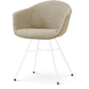 Noa-Otis eetkamerstoel taupe melange - wit onderstel