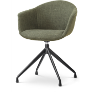 Nola-Otis draaibare eetkamerstoel forestgroen - zwart onderstel