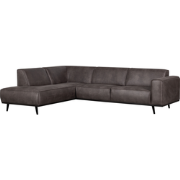 WOOOD Statement Hoekbank Links - Lederlook - Donkergrijs - 77x274x210