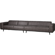 WOOOD Statement Xl 4-Zits Bank - Lederlook - Donkergrijs - 77x372x93