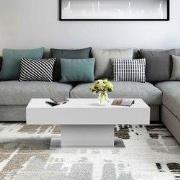 Salontafel 110x60x40 cm Wit incl. 2 opbergvakken onder verschuifbaar b...