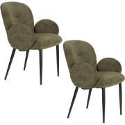 Housecraft Living Alaz Eetkamerstoelen met armleuning Groen - Set van ...