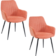 Housecraft Living Maud Eetkamerstoelen met armleuning Roze - Set van 2
