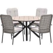 Garden Impressions Aleria tuinset 5-delig taupe - Tulli tuintafel Ø122...
