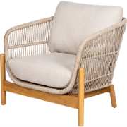 Teresa houten tuin loungefauteuil  beige - met zitkussens