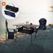 3-delige kampeerset met klaptafel bruin en 2 campingstoelen blauw HAUK...