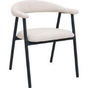 Eetkamerstoel Beige/Zwart - 56x54x76cm - Mila - Set van 2