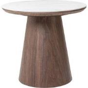 Bijzettafel Wit Keramiek/Walnoot - Ø60x55cm - Alba