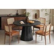 Tafel 'Tommy' 130 cm Rond Mango hout Zwart