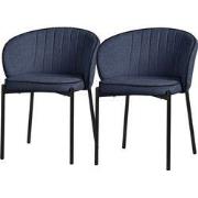 Set van 2 eetkamerstoelen met rugleuning & armleuning donkerblauw met ...