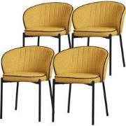 Set van 4 eetkamerstoelen met rugleuning & armleuningen mosterd met me...